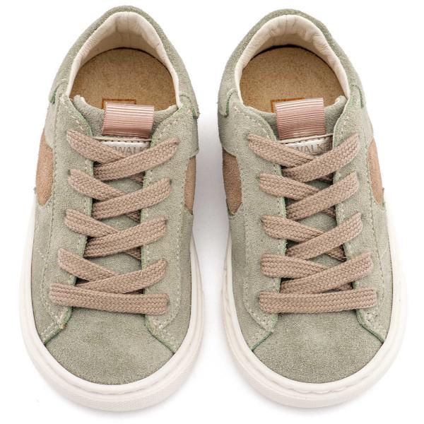 Βαπτιστικά Δερμάτινα Sneakers BABYWALKER Μέντα-Μπεζ EXC8002