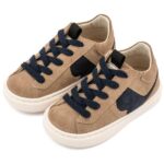 Βαπτιστικά Δερμάτινα Sneakers BABYWALKER Μπεζ-Μπλε EXC8002