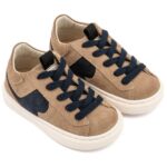 Βαπτιστικά Δερμάτινα Sneakers BABYWALKER Μπεζ-Μπλε EXC8002