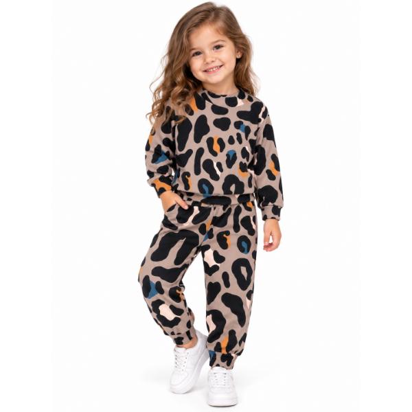 Παιδικό σετ φόρμες βελουτέ κορίτσι animal print Mamma Natura 7097